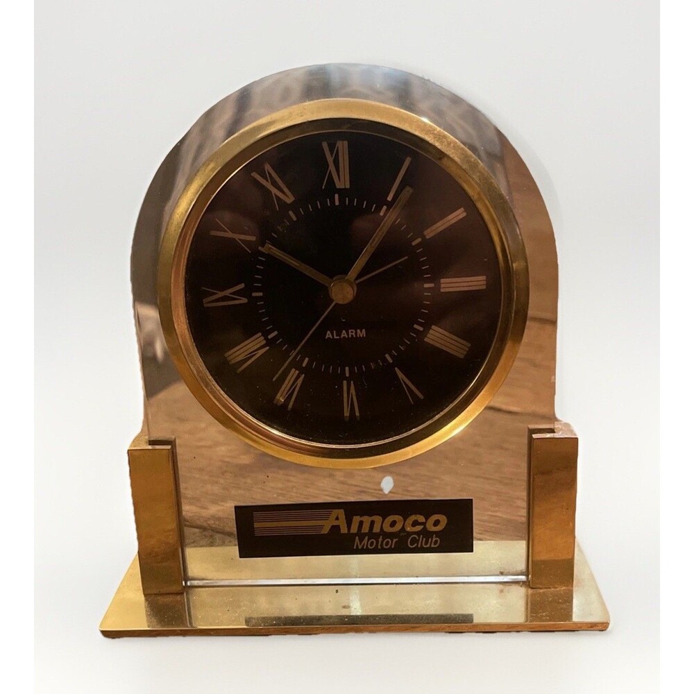 Vintage Amoco Motor Club Mantle Clock & Alarm